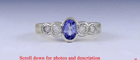 Brilliant ~.50ct Tanzanite & ~.50ct Diamond Two Toned 14K Gold Ring Size 3.75
