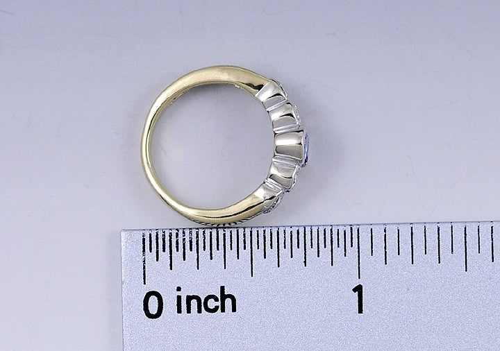 Brilliant ~.50ct Tanzanite & ~.50ct Diamond Two Toned 14K Gold Ring Size 3.75