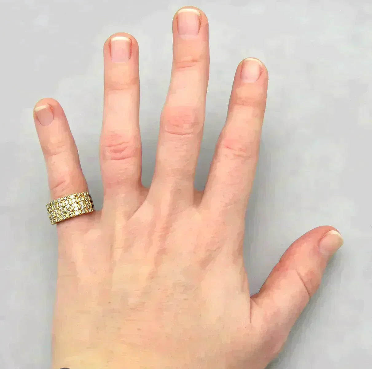 Eye Catching 18K Yellow Gold 40 Diamond Grid Statement Ring
