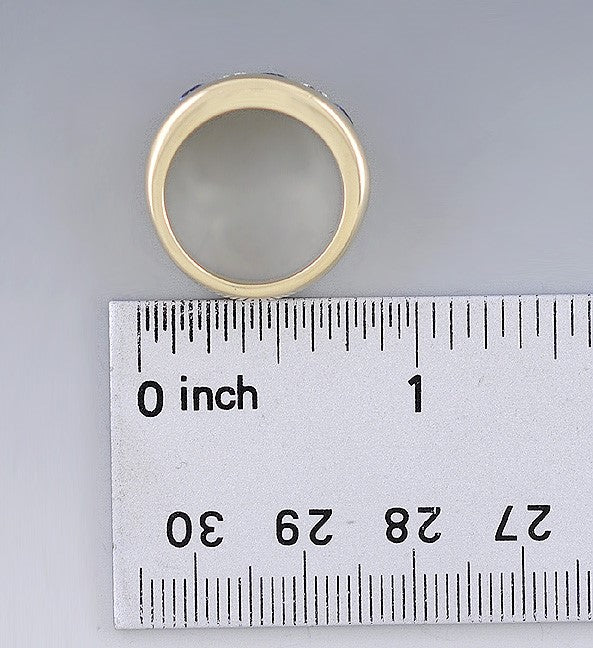 Fabulous Modern 14K Yellow Gold VS-VVS ~.75CT Diamond Sapphire Ring Size 6.25