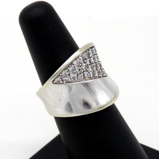 Dazzling 14k White Gold ~.35ct Diamond Pave Saddle Ring Band