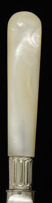 13 Antique c1900 English Mother of Pearl Shell Silver Plate Knives ~7 1/2"