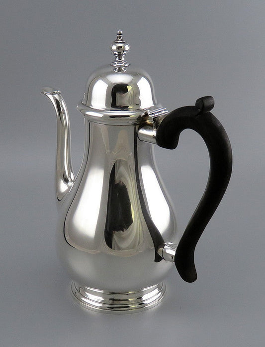 Vintage 1950s Tiffany Co Sterling Silver Wood Georgian Style Tea Coffee Pot
