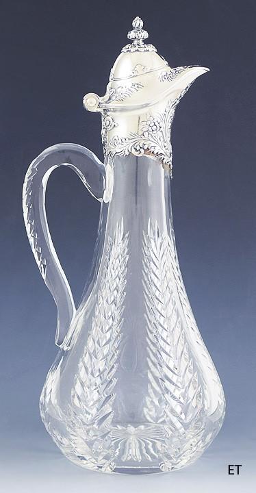 Tiffany & Co c1891-1902 ABP Cut Glass Sterling Silver Claret Jug