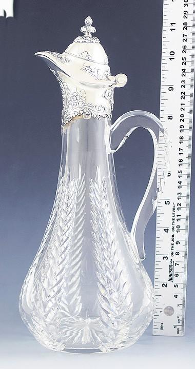 Tiffany & Co c1891-1902 ABP Cut Glass Sterling Silver Claret Jug