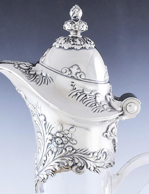 Tiffany & Co c1891-1902 ABP Cut Glass Sterling Silver Claret Jug