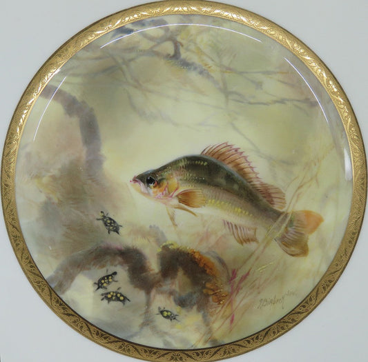 Antique Royal Doulton Tiffany Porcelain Handpainted Bass Fish Cabinet Plate