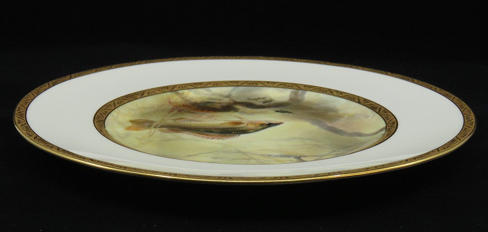 Antique Royal Doulton Tiffany Porcelain Handpainted Bass Fish Cabinet Plate