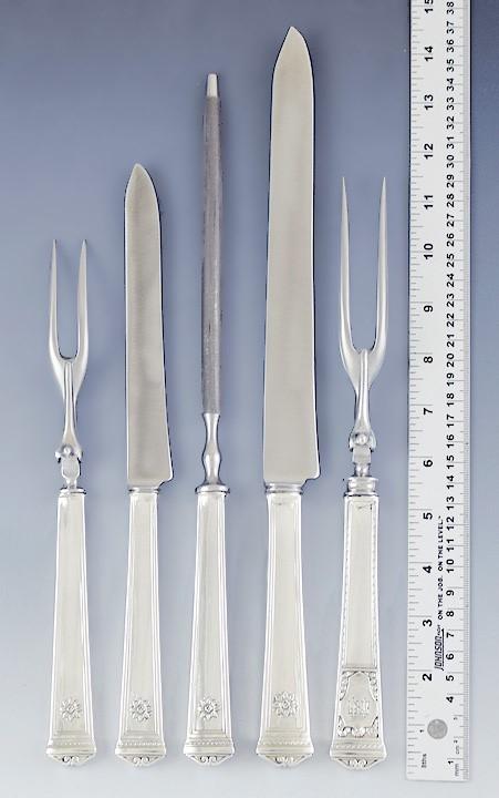 Fine Tiffany & Co Sterling Silver 5pc San Lorenzo Carving Set