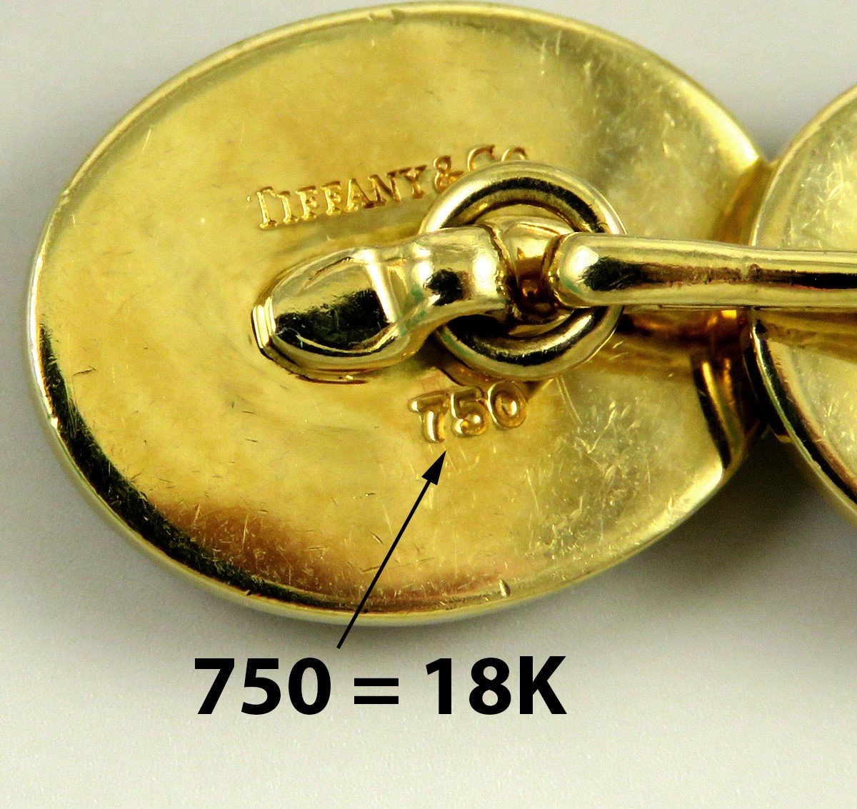 Vintage 18K Yellow Gold Blue Enamel Tiffany & Co Heavy Oval Cufflinks NO MONO