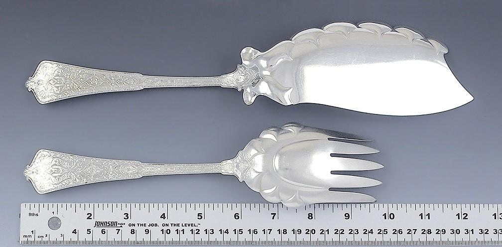 Vintage Tiffany Persian 1872 Sterling Silver Fish Fork Slice Knife Serving Set