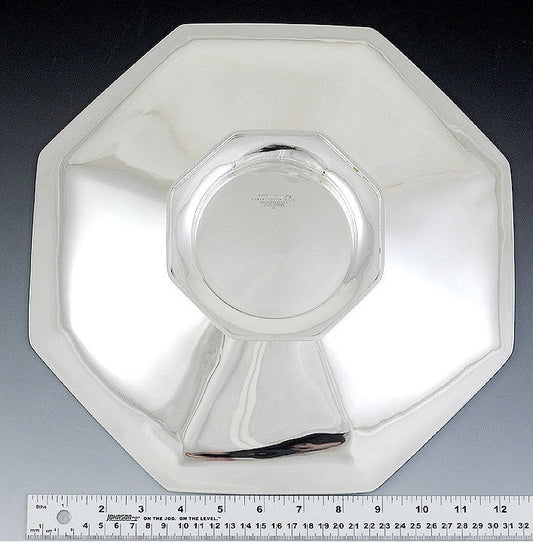 Antique c1920 Tiffany & Co Sterling Silver Etched Compote Tazza Pedestal Bowl