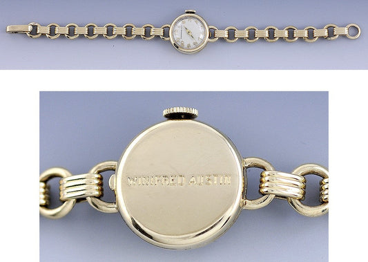 Tiffany 14k Gold Lady's Watch c1949 W/Original Bill Of Sale Cresarrow Case