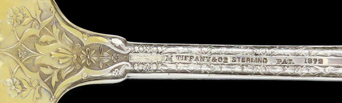 Antique Gilded Sterling Silver Tiffany Persian 1872 Salad Fork Spoon Servers