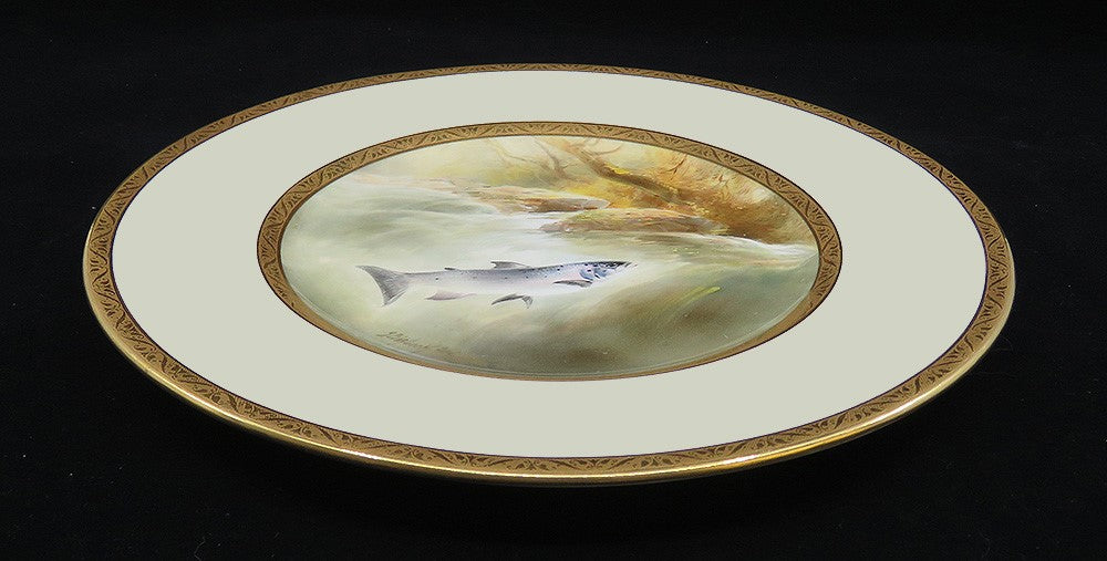 1920s Royal Doulton Tiffany Porcelain Short Headed Salmon Cabinet Plate