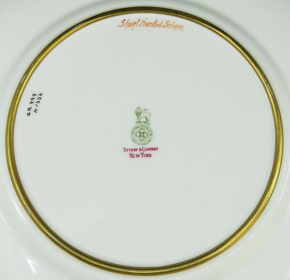 1920s Royal Doulton Tiffany Porcelain Short Headed Salmon Cabinet Plate