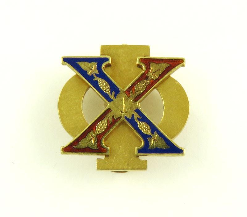 Rare Antique 14k Gold Tiffany Co Red Blue Enamel Chi Phi Fraternity Pin