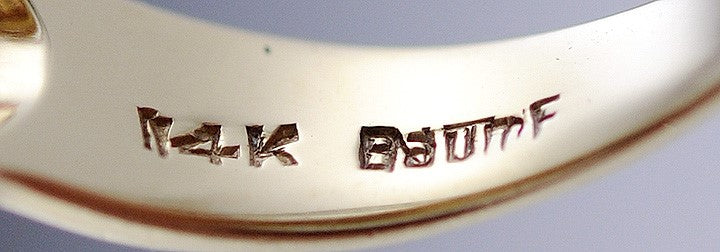 Unique 14K Yellow Gold & Diamond Ring Size 6.5