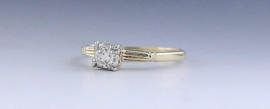 Classy c1930s 14k Gold Diamond Art Deco Solitaire Engagement Ring Size 6.5