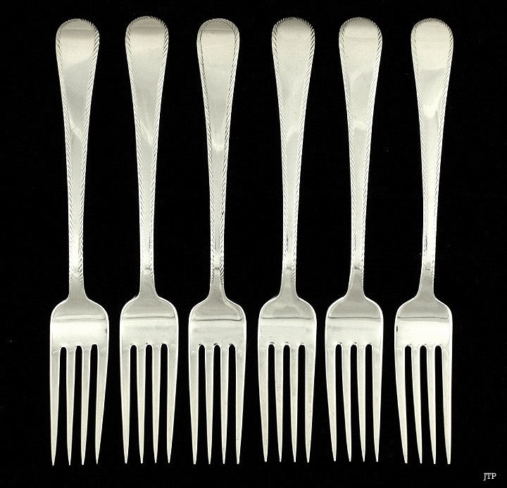 6 Quality 1960s Tuttle Sterling Silver Feather Edge Forks