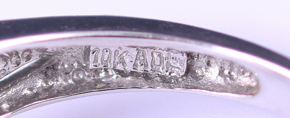 Nice ADL 10k White Gold Ring Set w/ Blue Topaz and 8 Accent Diamonds Size 8.5