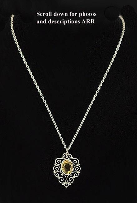 Lovely Genuine Faceted Citrine Sterling Silver Filigree Pendant and Chain