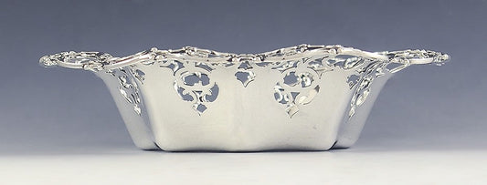 Antique 1902 Towle Sterling Silver Aire Pattern Openwork Serving Bowl 9 1/2"