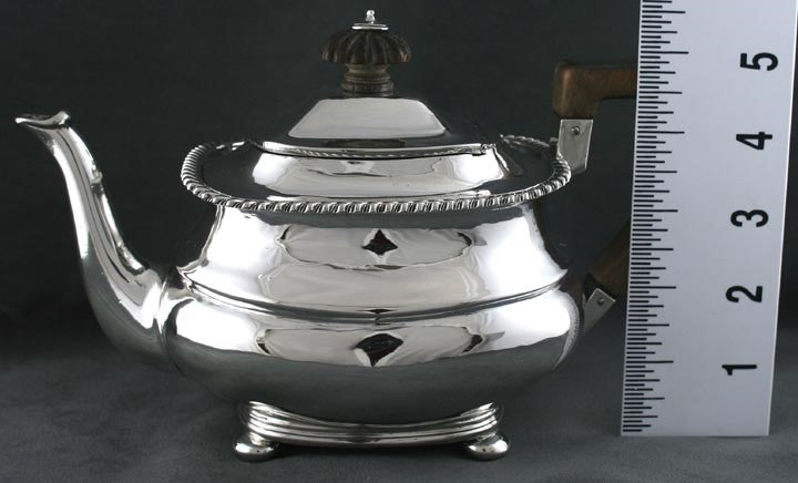 1888 Antique English Victorian Sterling Silver Wood Handle Teapot