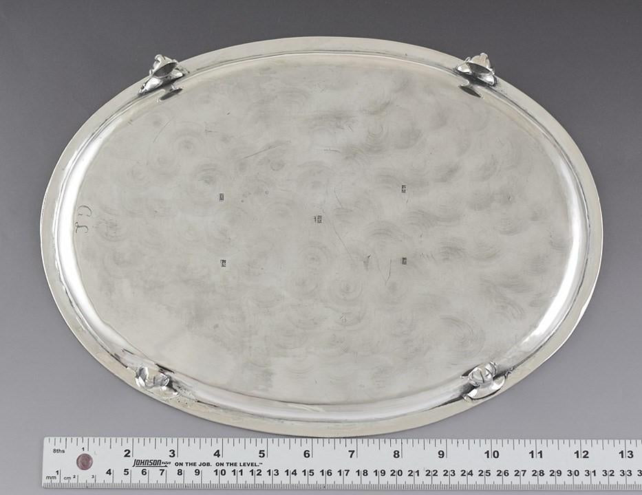 Rare Antique 1700s European Silver Oval Serving Claw Foot Tray 9.5 X 12.75