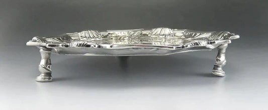 Antique 1740 English Georgian Sterling Silver Card Tray Salver 18th Century