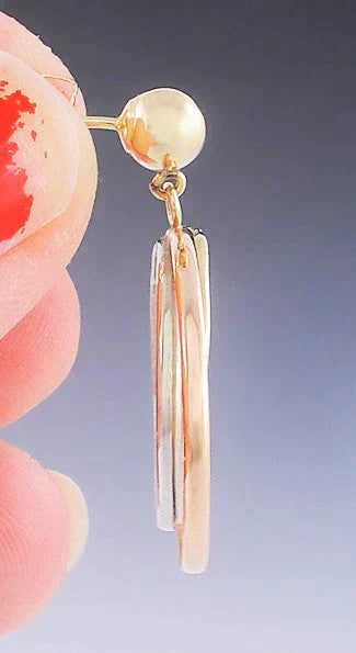 Charming Pair 14k Yellow White and Rose Gold Hoop Earrings