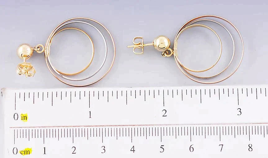 Charming Pair 14k Yellow White and Rose Gold Hoop Earrings