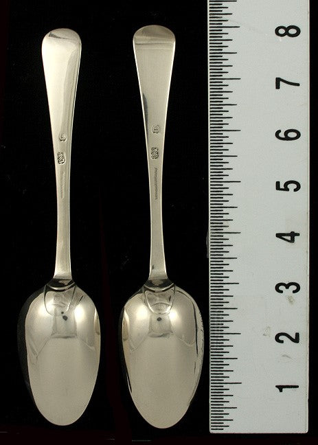 2 Antique 1760s 18th Century European Silver Table Serving Spoons