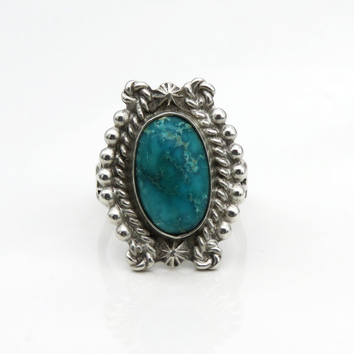 Native Southwest American Indian Sterling Silver Turquoise Statement Ring