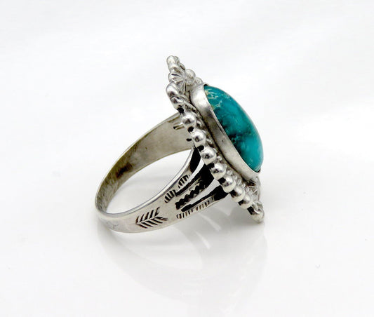 Native Southwest American Indian Sterling Silver Turquoise Statement Ring