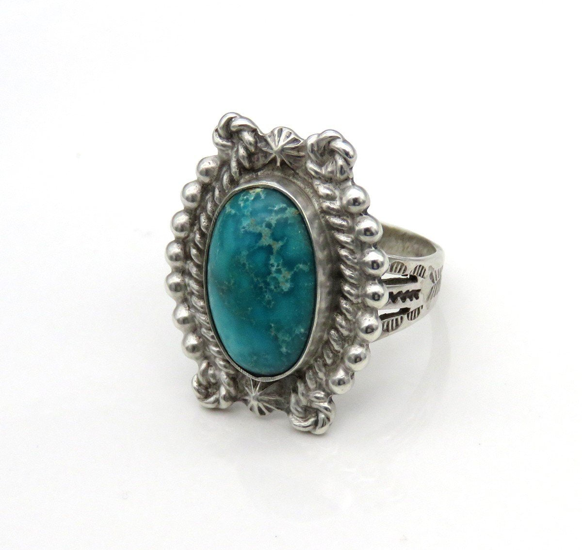 Native Southwest American Indian Sterling Silver Turquoise Statement Ring