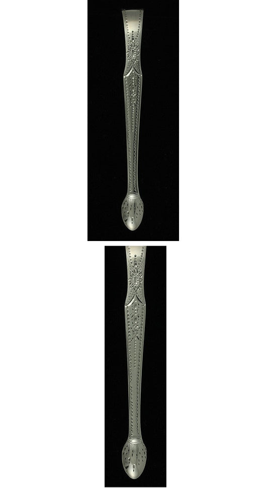 1800 Antique English Georgian Engraved Sterling Silver Tongs NO MONO