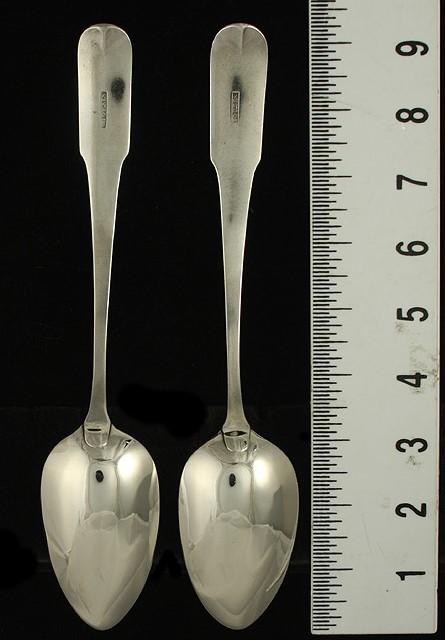 Pair American Coin Silver c1810 Serving Spoons