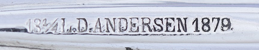 1879 Ornate David Andersen Norwegian Silver Serving Spoon w/ Twist Shaft