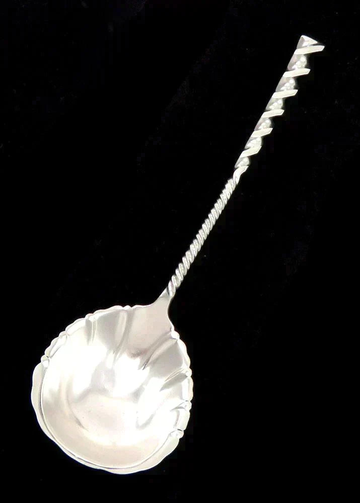 Antique c1890 Sterling Silver Whiting Square Twist Large Serving Spoon 8 3/4"
