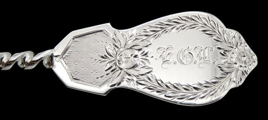 12 Antique Victorian c1865 Wm Gale & Son Sterling Silver Twist Spoons 6 1/4"