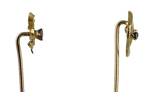 2 Charming 14k Gold & Sapphire Stickpins Heart Ribbon Wishbone