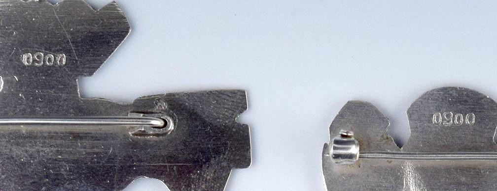 Wonderful Pair South American 900 Silver Pins Traditional Incan Mayan Figures