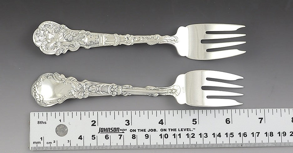 12 Antique Art Nouveau Sterling Silver Gorham Versailles Fish Salad Forks 6 1/2"