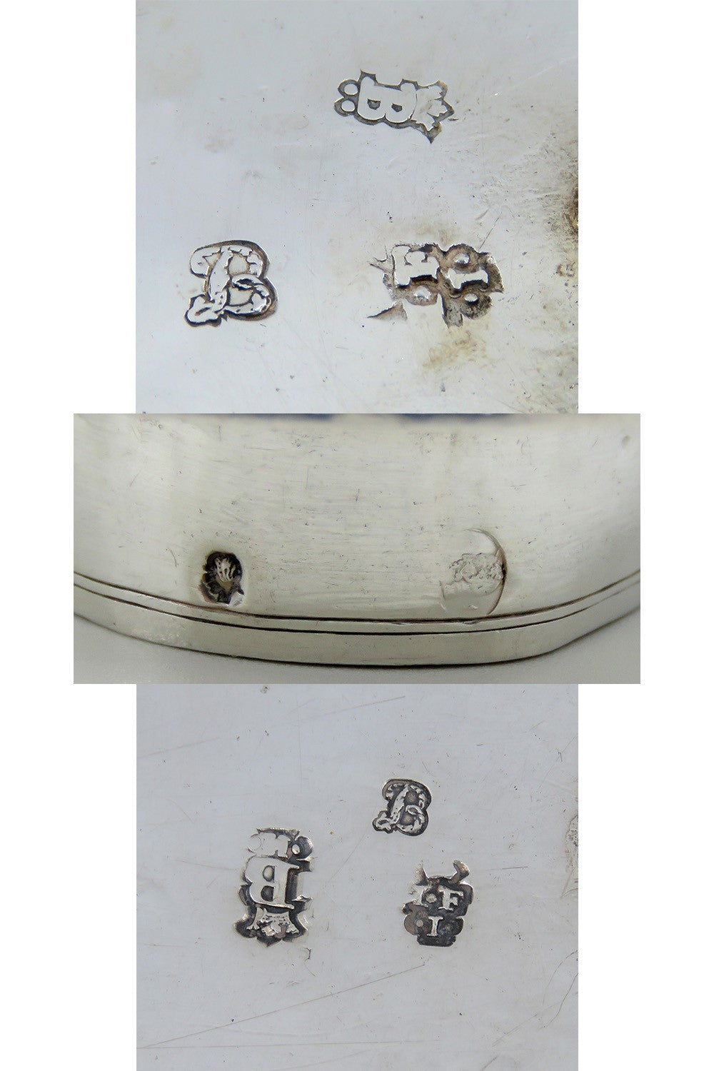 Superb French Pre Revolution c1760s Silver Cruet Stand w Cut Blue Glass Bottles