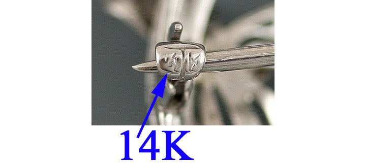 Antique American 14K White Gold & Diamond Circle Pin Brooch