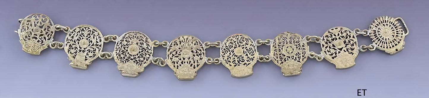 Fantastic Antique Fusee Pocket Watch Plate Filigree Steampunk Bracelet