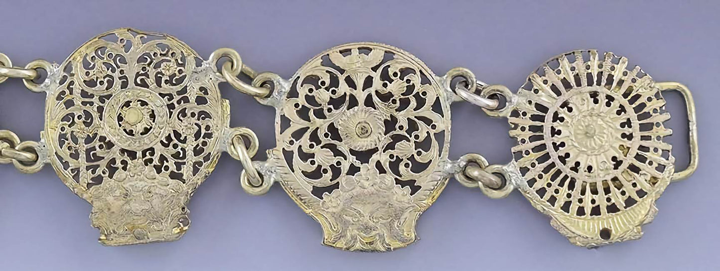 Fantastic Antique Fusee Pocket Watch Plate Filigree Steampunk Bracelet