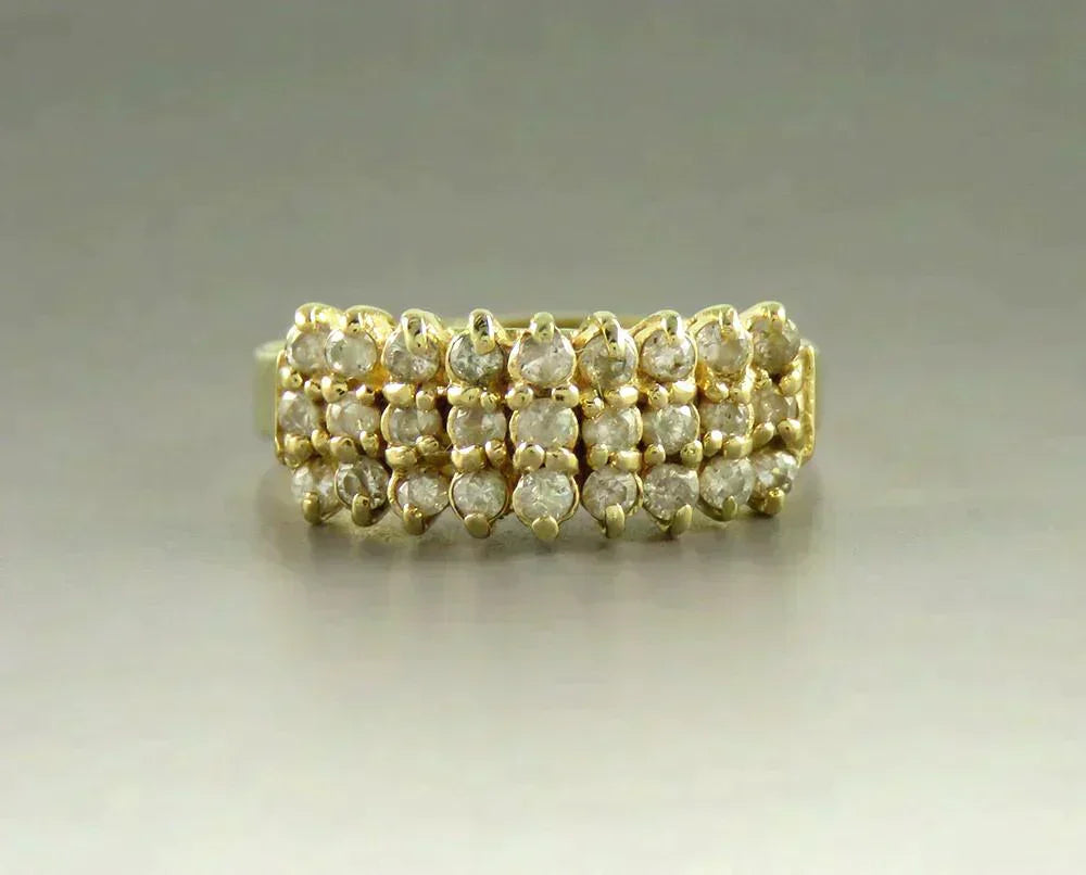 Lovely 14K Yellow Gold 1/2 Carat Diamond Gemstone Ring Size 5.75
