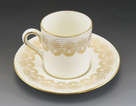 16pc Wedgwood Persephone Gold Swirl Demitasse Tea/Coffee Cups & Saucers